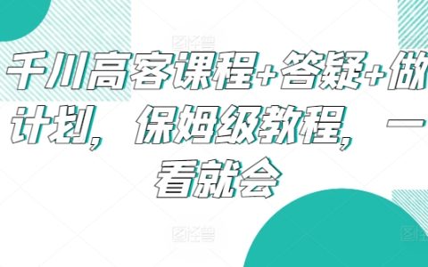 千川投流怎么做?千川高客课程+答疑+做计划教程，一看就会