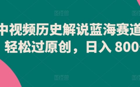 中视频历史解说蓝海赛道，轻松过原创，日入 800+