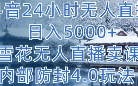 抖音雪花无人直播卖课，内部防封4.0玩法，日入5000+