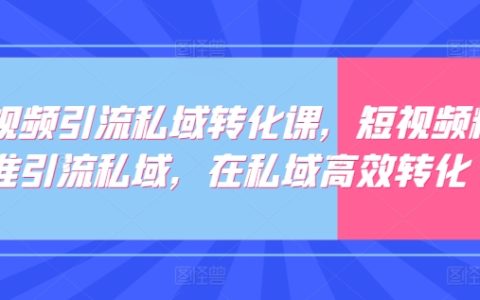 短视频引流私域转化课，短视频精准引流私域，在私域高效转化