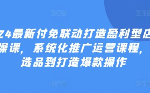 最新付免联动打造盈利型店铺实操课，​从选品到打造爆款操作