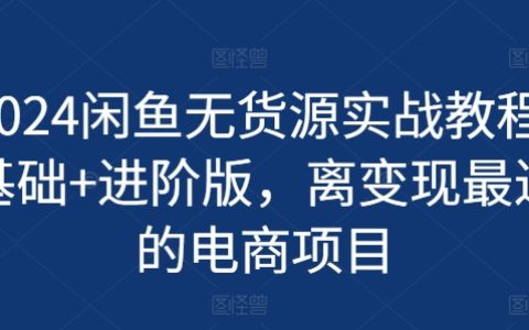 闲鱼无货源实战教程，基础+进阶版，离变现最近的电商项目
