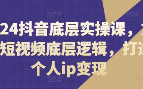 2024抖音底层实操课，​重塑短视频底层逻辑，打造个人ip变现