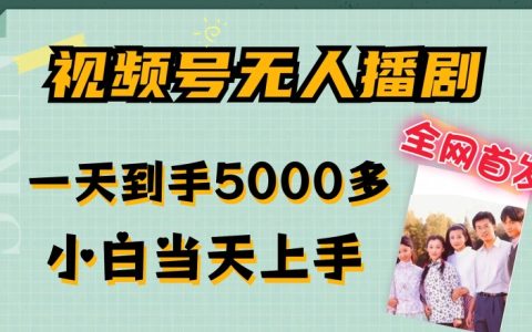 全网首发视频号无人播剧，拉爆流量不违规，一天到手5000多