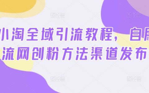 2024小淘全域引流教程，自用引流网创粉方法渠道发布