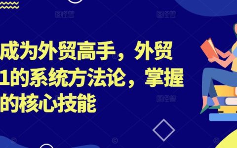 帮你成为外贸高手，外贸从0-1的系统方法论，掌握外贸的核心技能