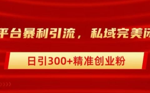 跨平台暴力引流，私域完美闭环，日引100+精准创业粉