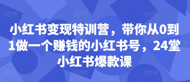 小红书变现特训营