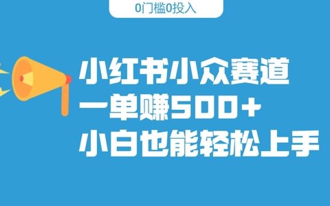 小红书小众赛道，一单收500+，小白也能轻松上手