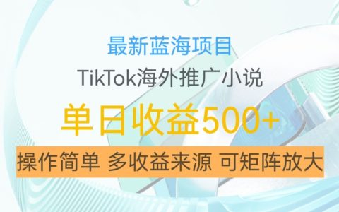 利用tiktok海外推广小说赚钱佣金，简单易学，日入500+