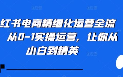 小红书电商精细化运营全流程，从0-1实操运营，让你从小白到精英