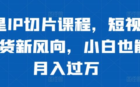 明星IP切片课程，短视频带货新风向，小白也能月入过万