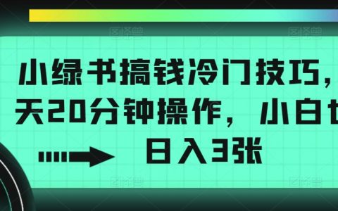 小绿书搞钱冷门技巧，一天20分钟操作，小白也能日入300