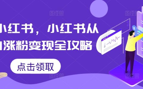 掘金小红书，小红书从0到1涨粉变现全攻略