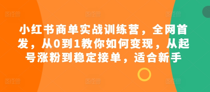 小红书商单实战训练营
