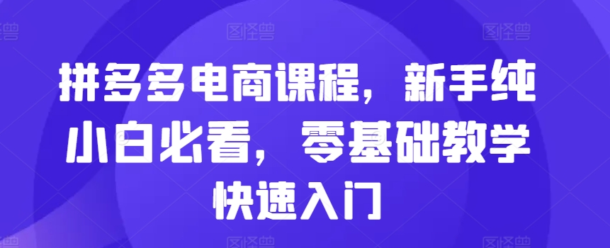 拼多多电商课程
