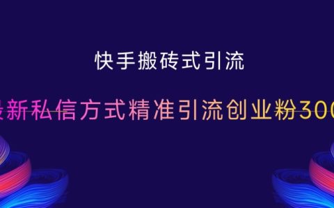快手搬砖式引流，最新私信方式精准引流创业粉300+