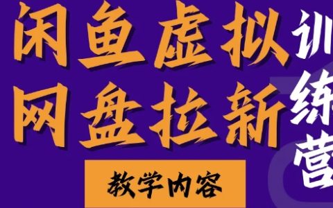 闲鱼虚拟网盘拉新训练营，两天快速人门，长久稳定被动收入