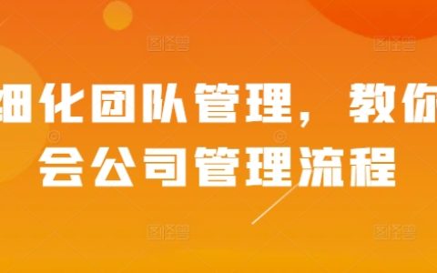 精细化团队管理，教你学会公司管理流程