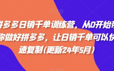 拼多多日销千单训练营，从0开始带你做好拼多多，让日销千单可以快速复制(更新24年12月)