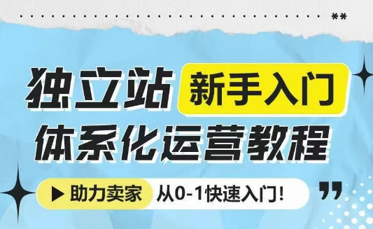 独立站新手入门体系化运营教程