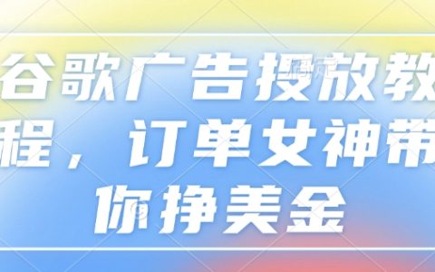谷歌广告投放教程，订单女神带你挣美金