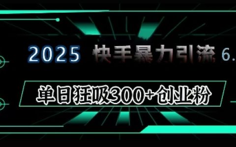 2025年快手6.0保姆级教程震撼来袭，单日狂吸300+精准创业粉