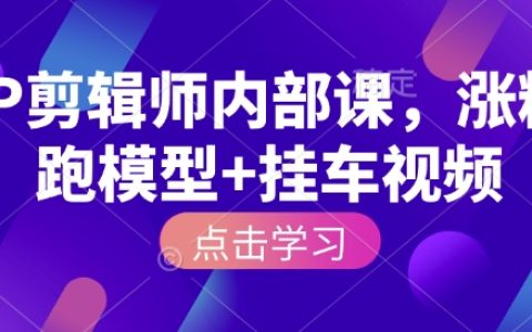 IP剪辑师内部课，涨粉跑模型+挂车视频