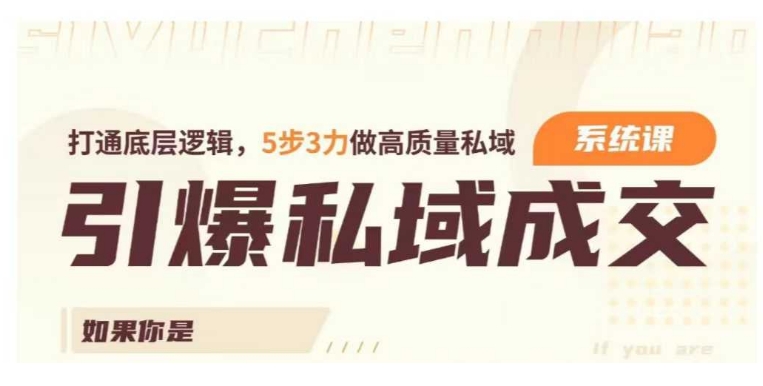 引爆私域成交力系统课