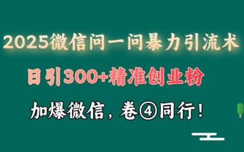 2025最新微信问一问暴力引流术揭秘，日引300+创业粉