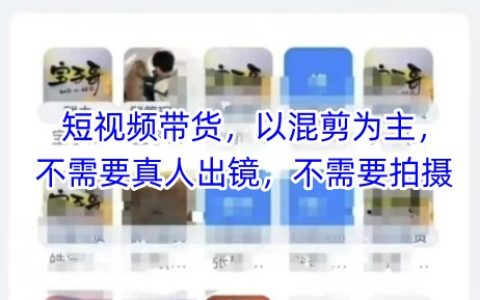 宝子哥头部团队短视频带货，以混剪为主，不需要真人出镜，不需要拍摄【更新】