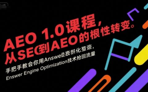 AEO 1.0 课程，从SEO到AE0的基命性转变，手把手教会你用AnswerEngineOptimization技术抢回流量（更新）