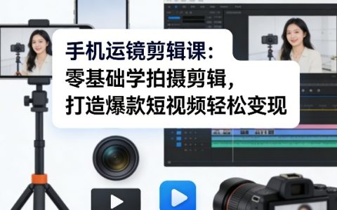 手机运镜剪辑课：零基础学拍摄剪辑，打造爆款短视频轻松变现